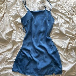 Blue satin dress urban outfitters